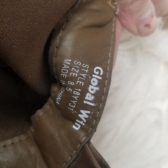 GLOBAL WIN BROWN FAUX LEATHER BOOTS. SIZE 8.5 - Picture 11 of 12